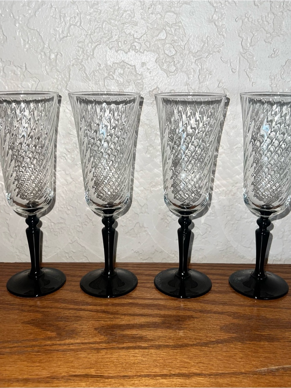Vintage Luminarc France Onyx Swirl Champagne Flutes